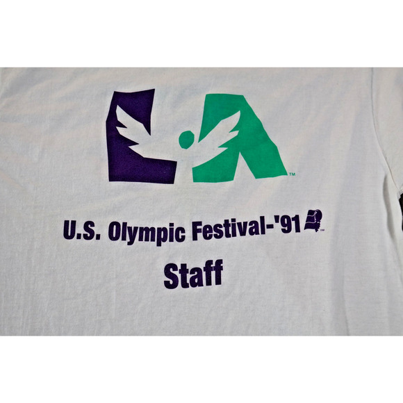 Vintage Reebok U.S. Olympic Festival '91 Staff Shirt Tee Mens Large White 90s - Picture 3 of 9